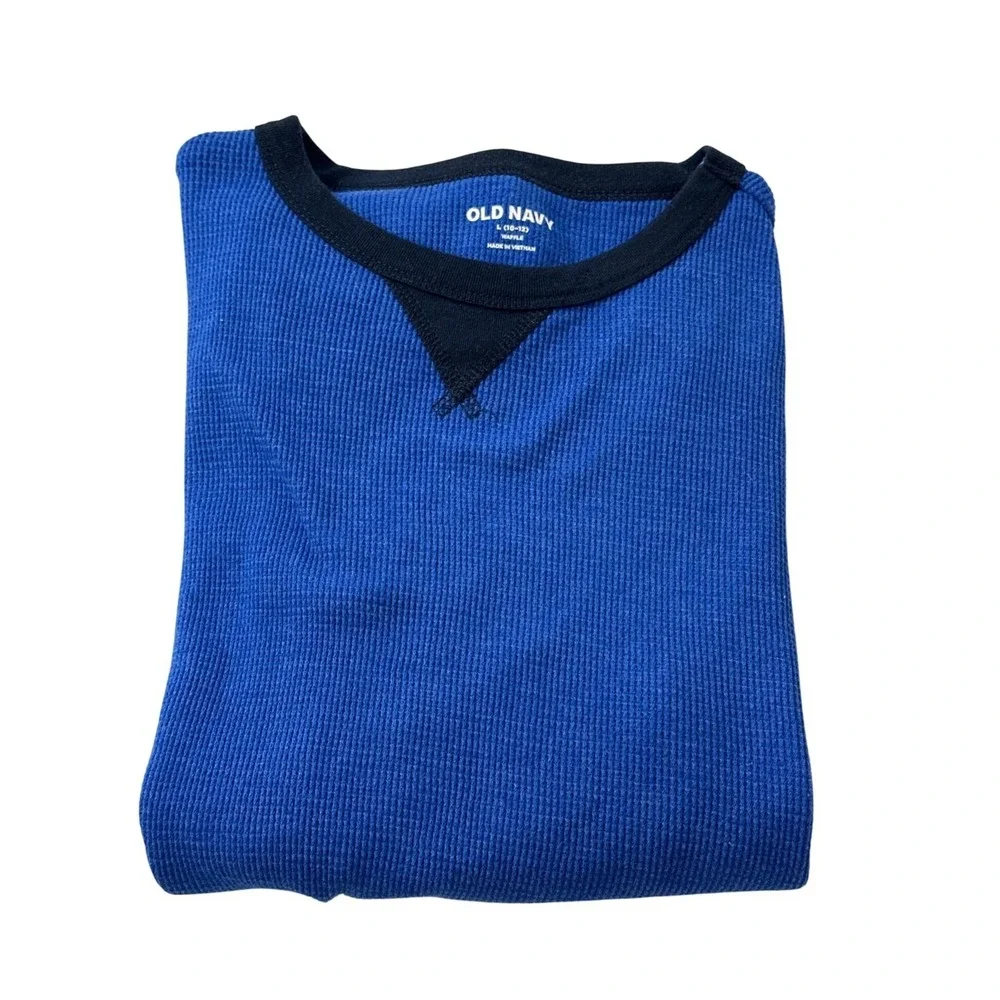 Old Navy Kids Blue‎ Waffle Long-Sleeve Shirt Size Large (10-12) Comfortable Knit